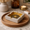 Handmade concrete ashtray Orvyn with gold interior design 9x9x3 cm minimal decorative ashtray