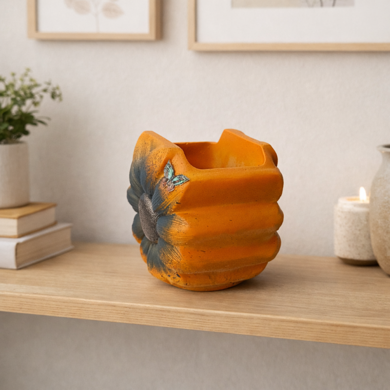 HELIA handmade concrete flower vase – διακοσμητικό βαζάκι σκυρόδεμα για κακτάκι ή στυλό 9x9 cm