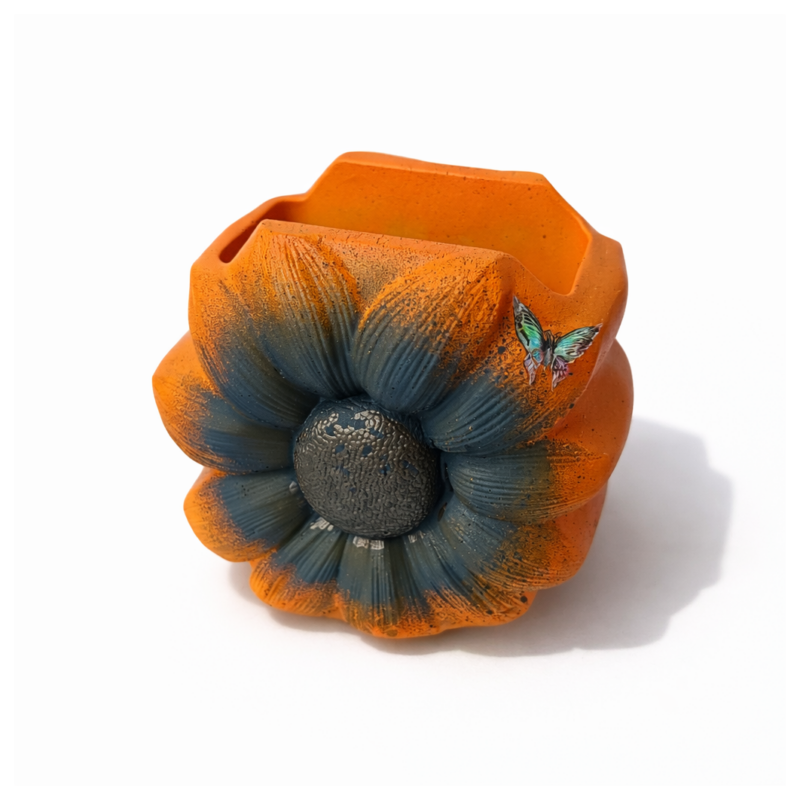HELIA handmade concrete flower vase – διακοσμητικό βαζάκι σκυρόδεμα για κακτάκι ή στυλό 9x9 cm