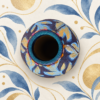 Arcadia χειροποίητο βάζο από πάνω με πολύχρωμο χείλος και μπλε χρυσά φυτικά μοτίβα