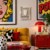 FRAGMENT χειροποίητο τσιμεντένιο κάδρο σε pop art σαλόνι