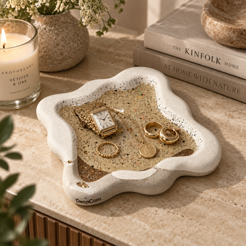 Palet διακοσμητικός δίσκος σε organic luxury χώρο με κοσμήματα